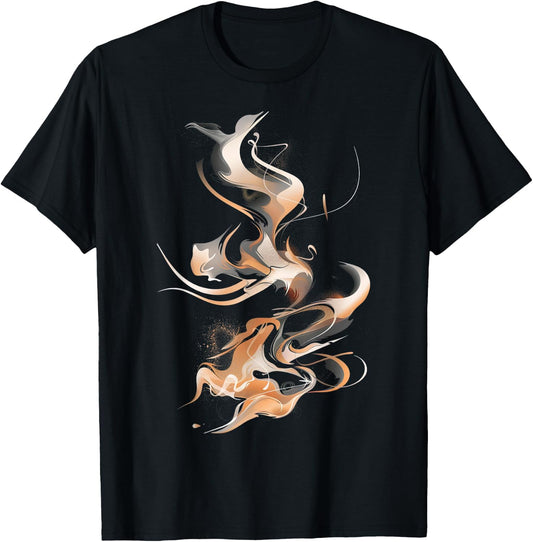 Smoke Swirls In Orange And Black Graphic T-Shirt - T-Shirt | Black
