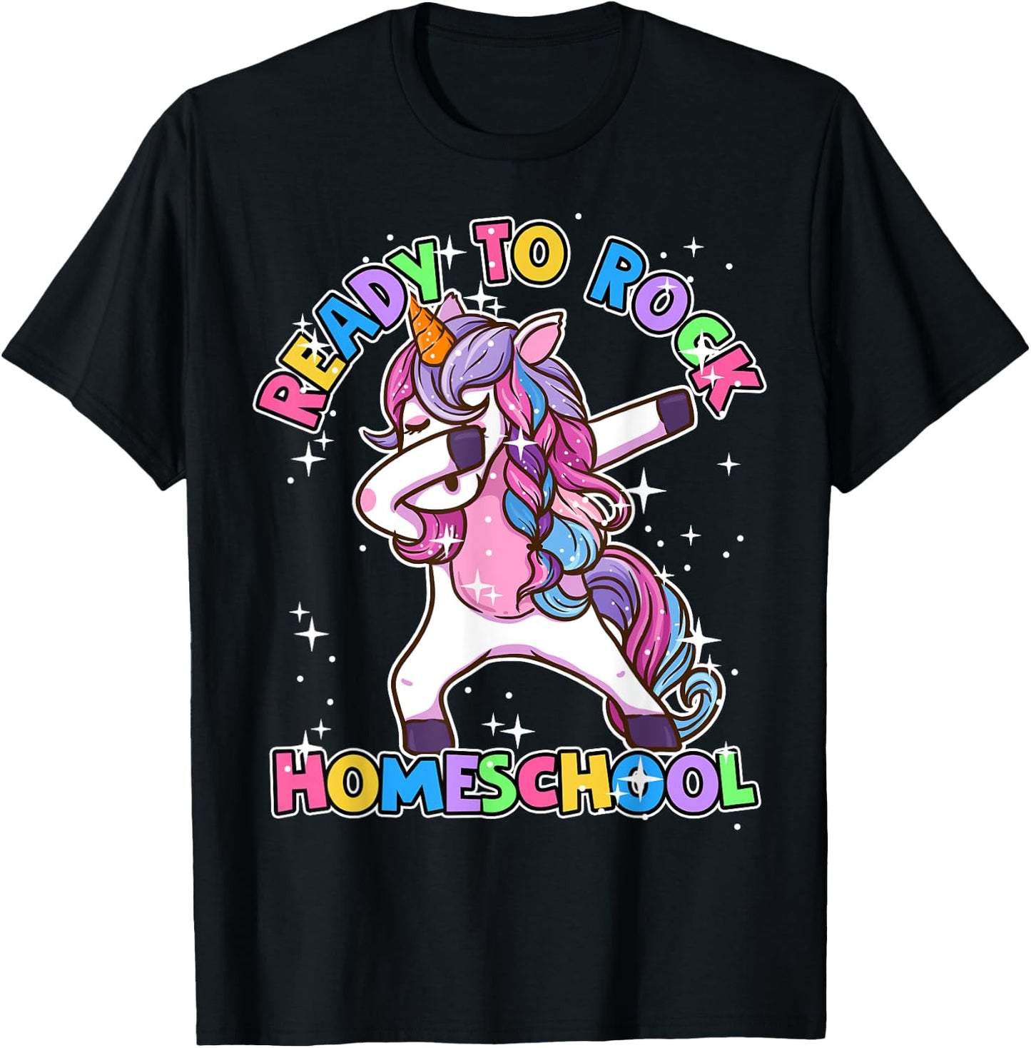 Homeschool Unicorn First Day Of School Outfit Girls T-Shirt - T-Shirt | Black