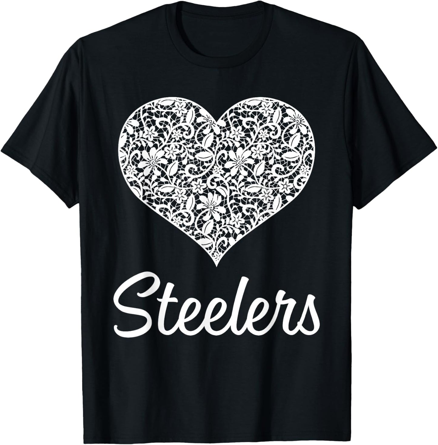 Steelers Fontana Lace Heart HS T-Shirt - T-Shirt | Black
