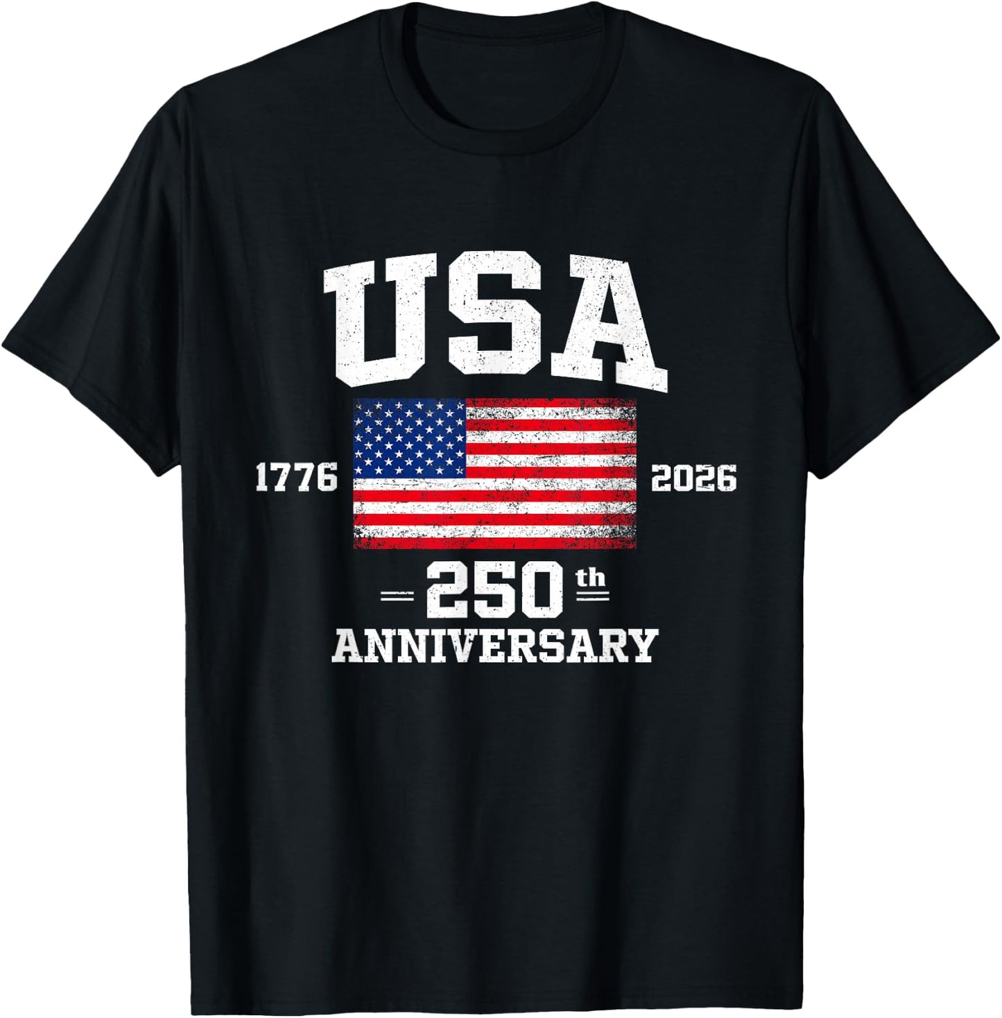 4th of July America US Flag Patriotic 250th Anniversary USA T-Shirt - T-Shirt | Black