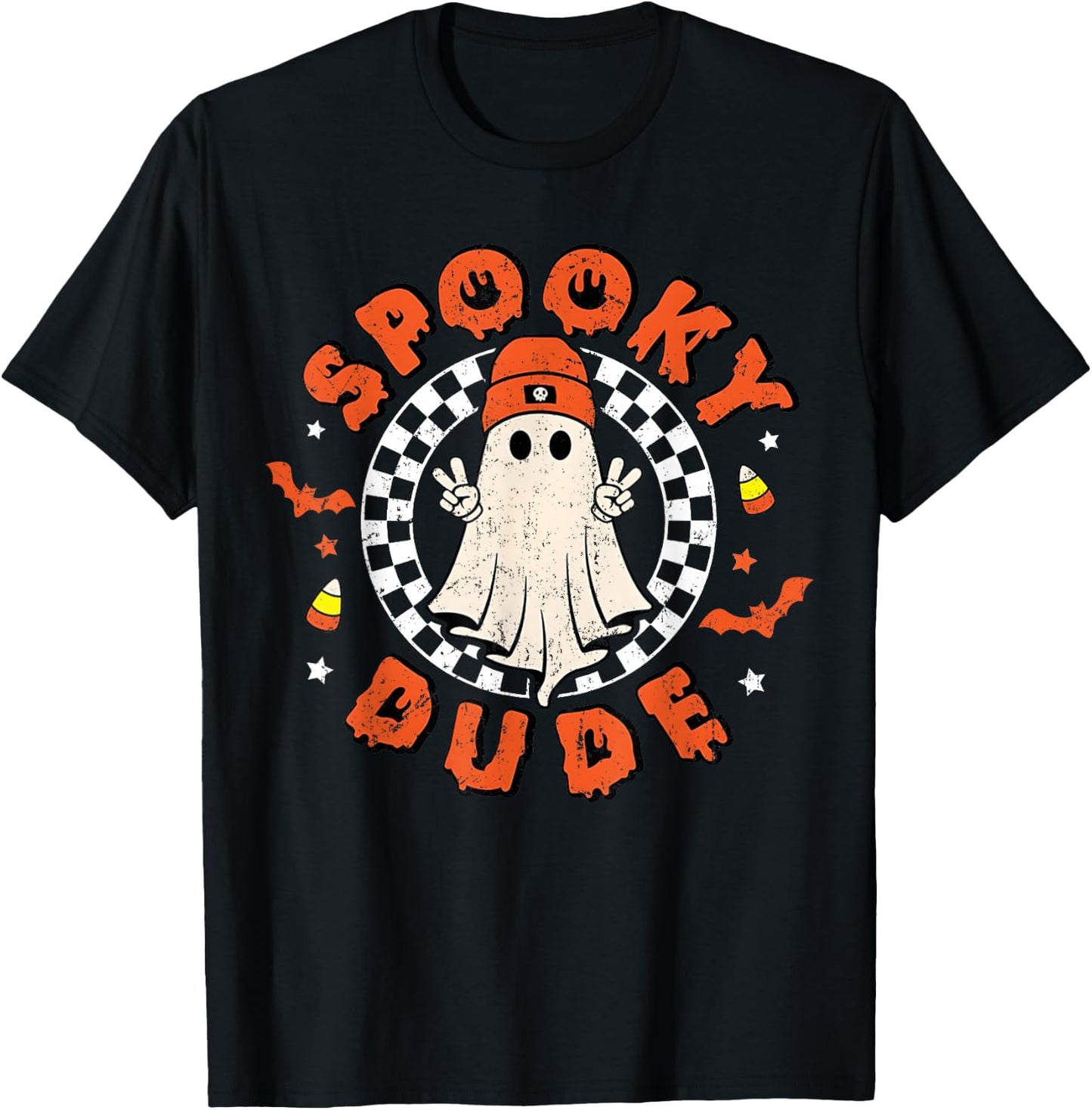 Spooky Dude Funny Ghost Toddler Boys Kids Retro Halloween T-Shirt - T-Shirt | Black