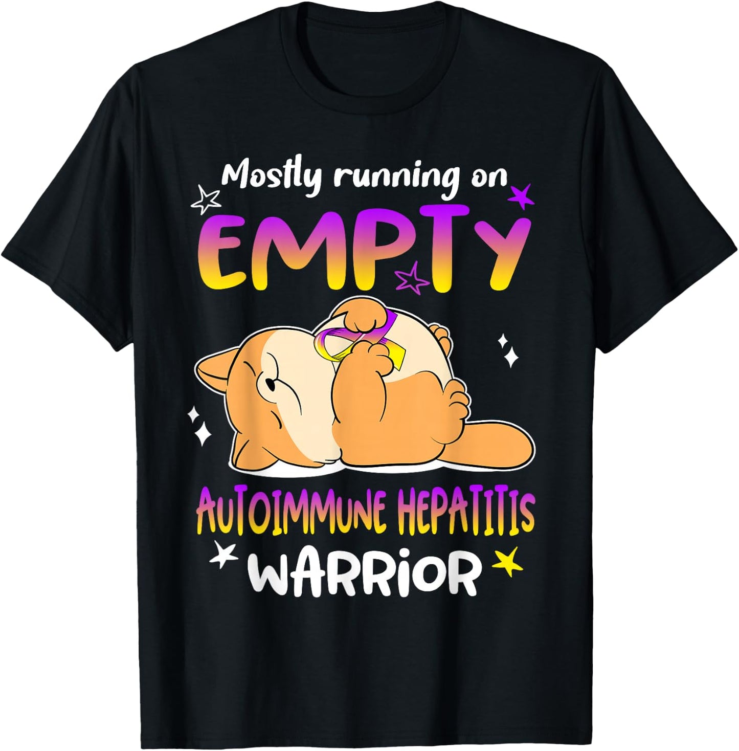 Mostly Running on EMPTY Autoimmune Hepatitis Warrior T-Shirt - T-Shirt | Black