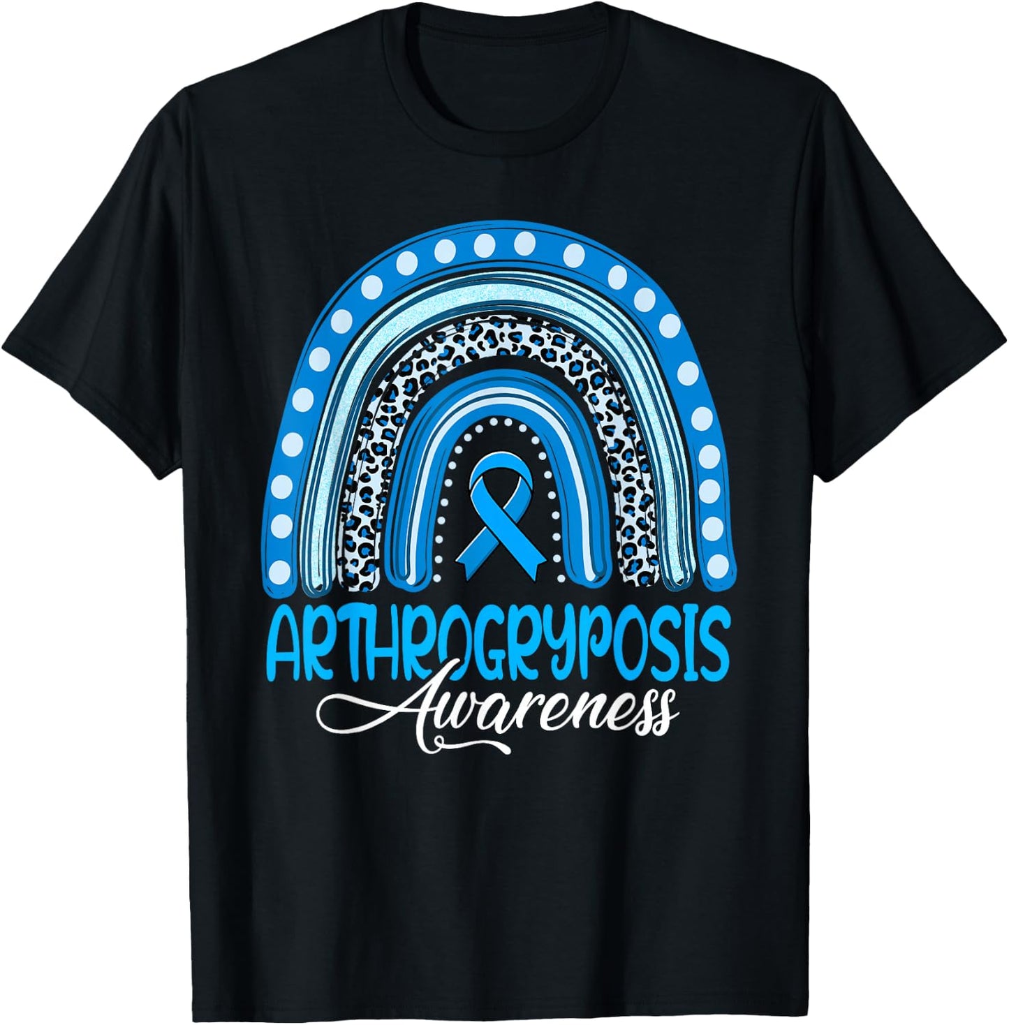 We Wear Blue Rainbow Arthrogryposis Awareness T-Shirt - T-Shirt | Black