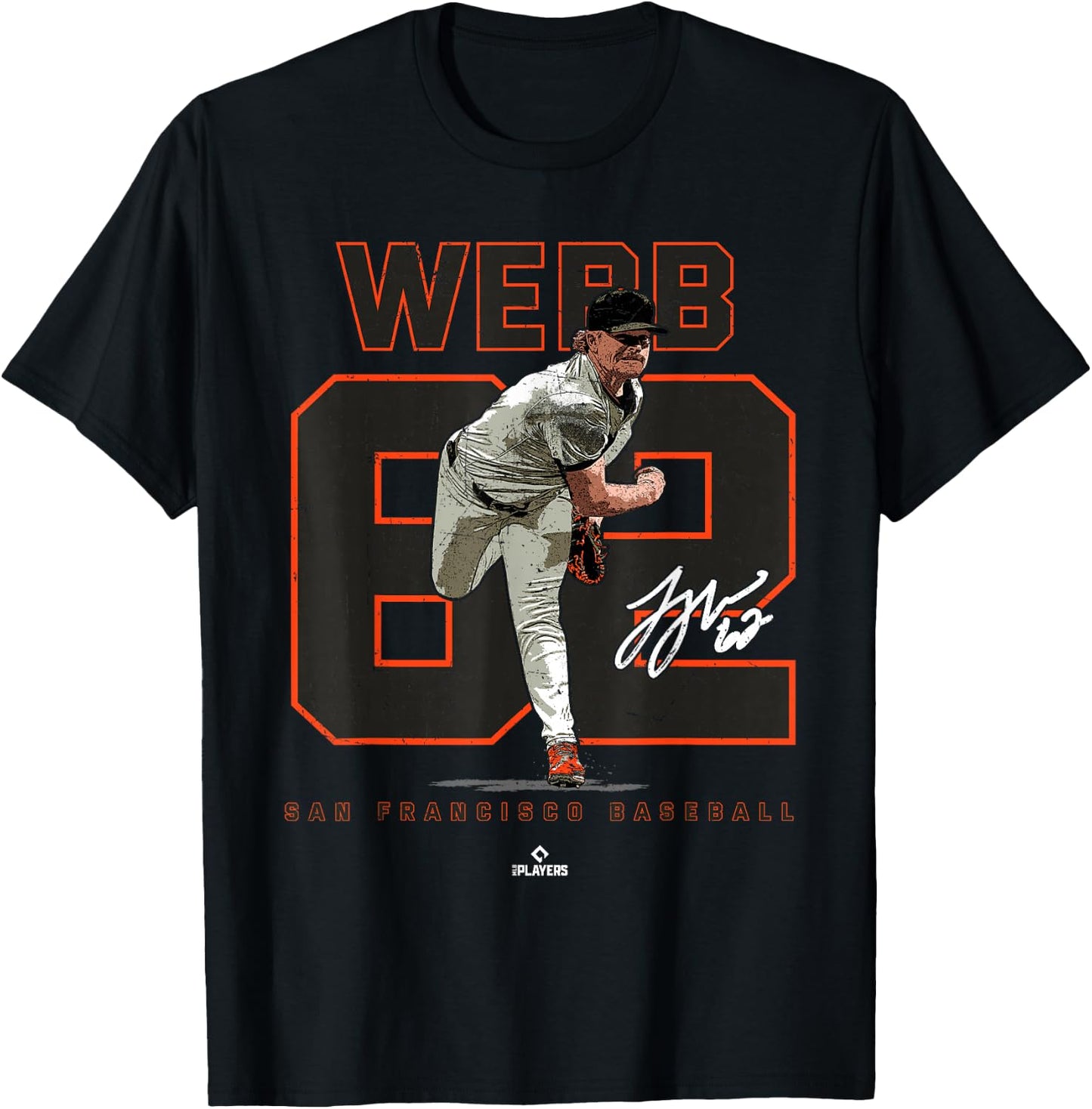Number and Portrait Logan Webb San Francisco MLBPA T-Shirt - T-Shirt | Black