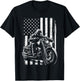 Patriotic Motorcycle American US Flag Biker T-Shirt - T-Shirt | Black