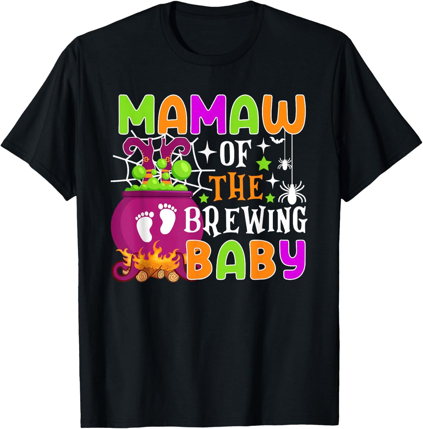 Mamaw of Brewing Baby Halloween Theme Baby Shower Spooky T-Shirt - T-Shirt | Black