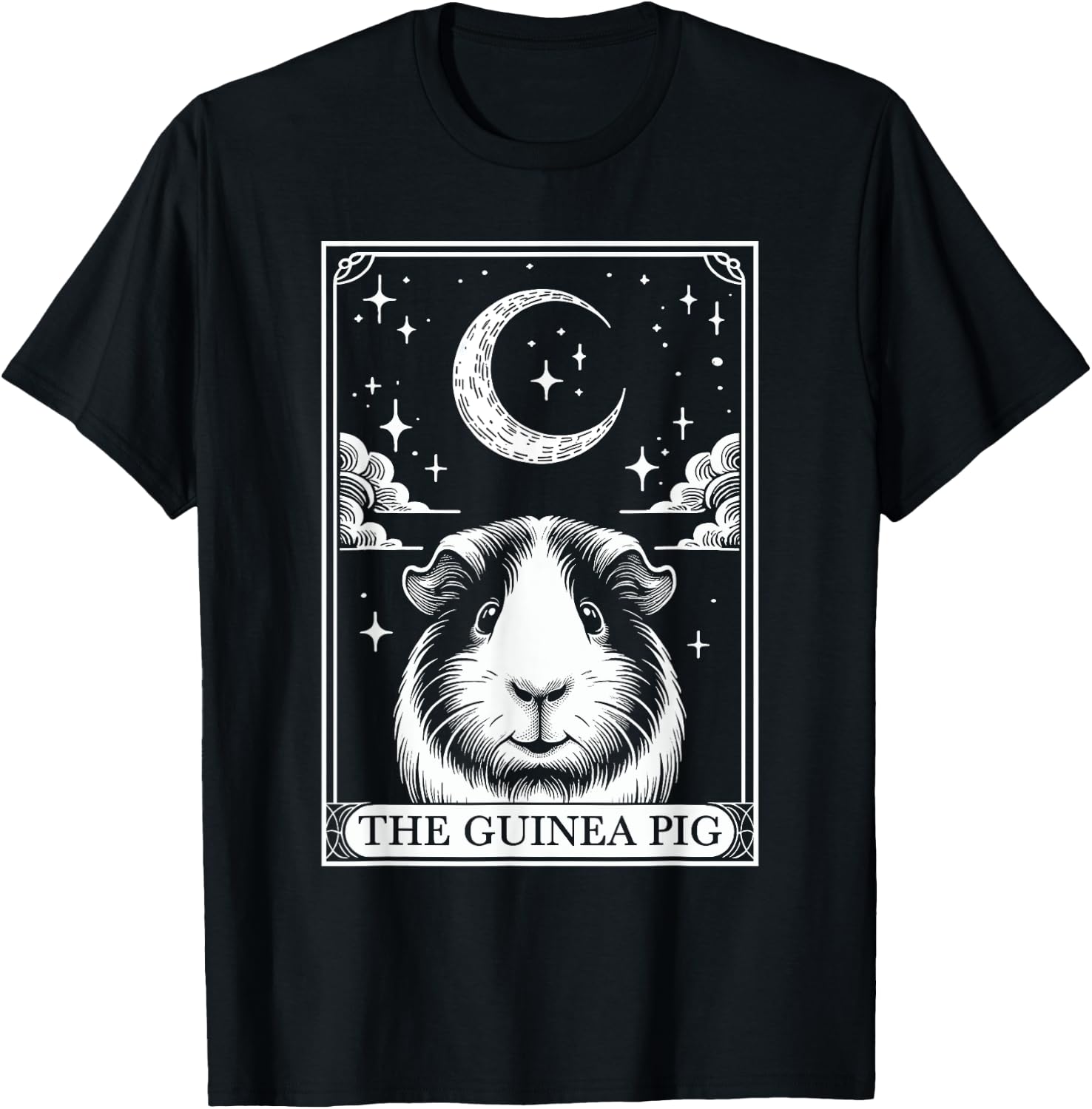 Tarot Card Vintage Crescent Moon Guinea Pig Mom Pet Lovers T-Shirt - T-Shirt | Black