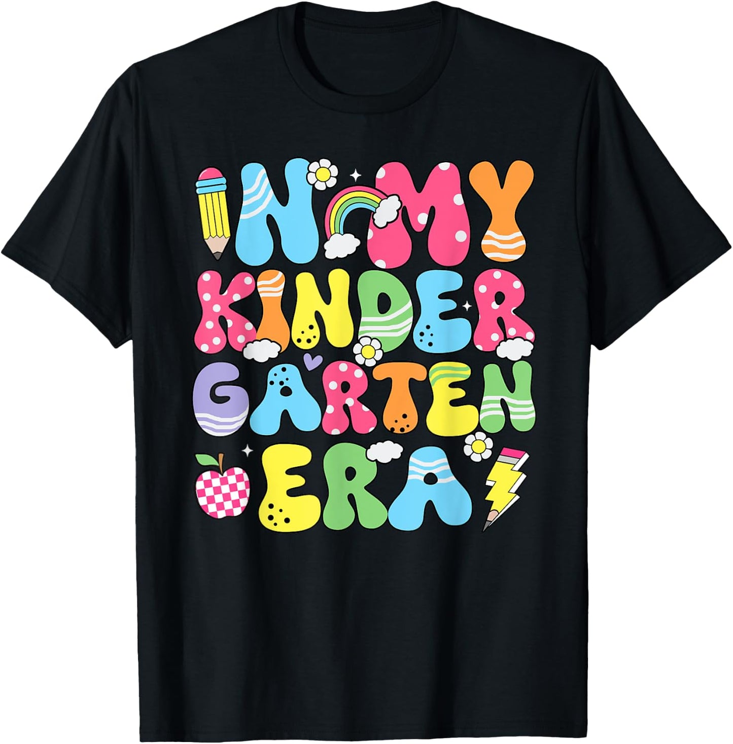 In My Kindergarten Era Back To School Kinder Teacher Kids T-Shirt - T-Shirt | Black