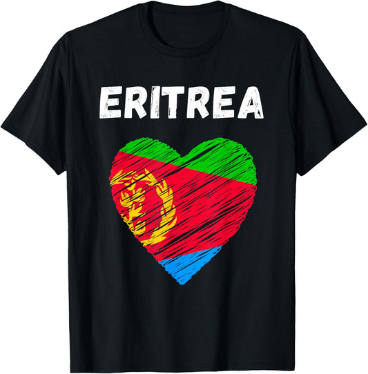 Eritrea Flag Holiday Eritrea Heart Eritrean Flag T-Shirt - T-Shirt | Black