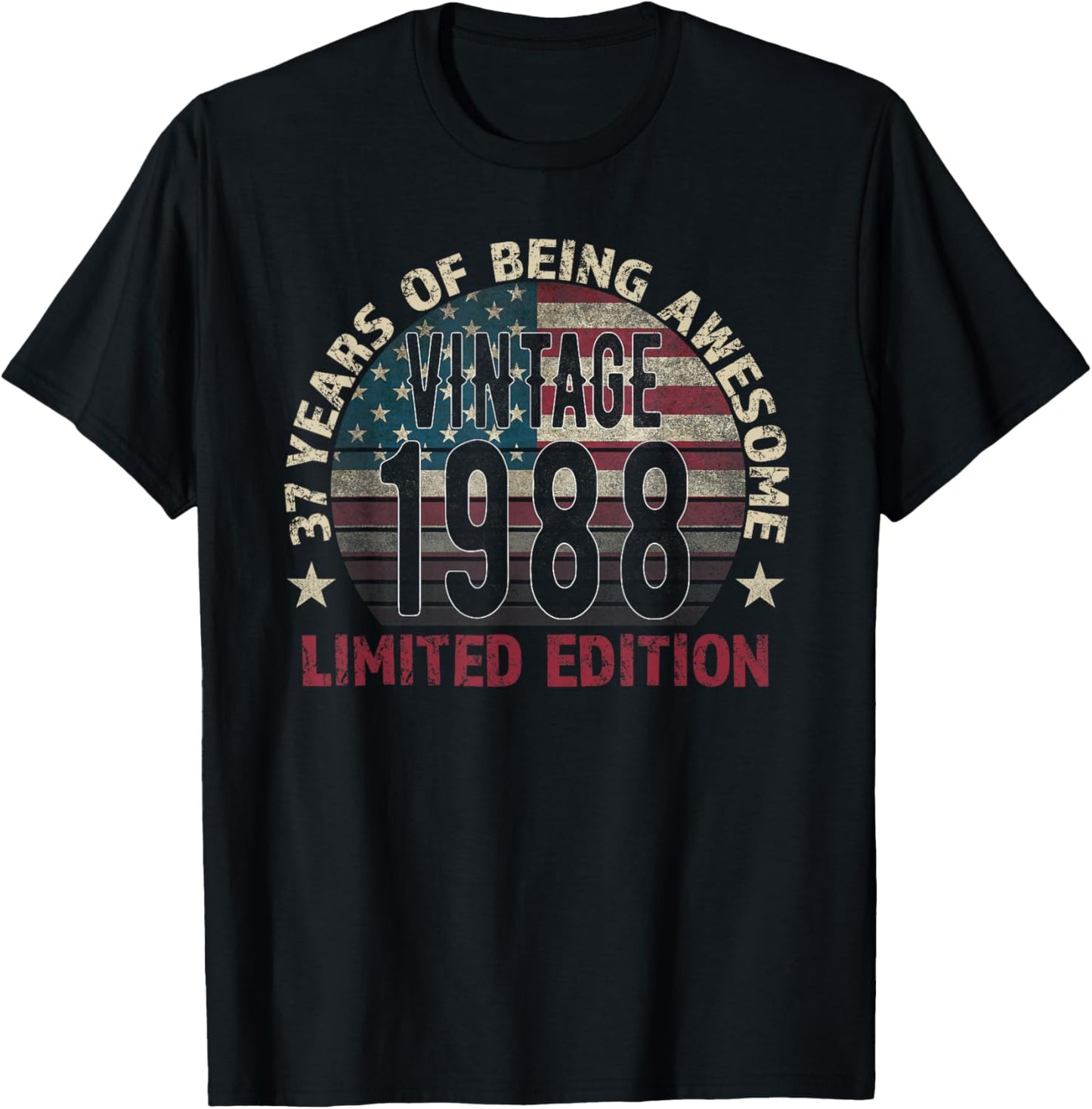 37th Birthday Gift men Vintage born 1988 turning 37 Year Old T-Shirt - T-Shirt | Black