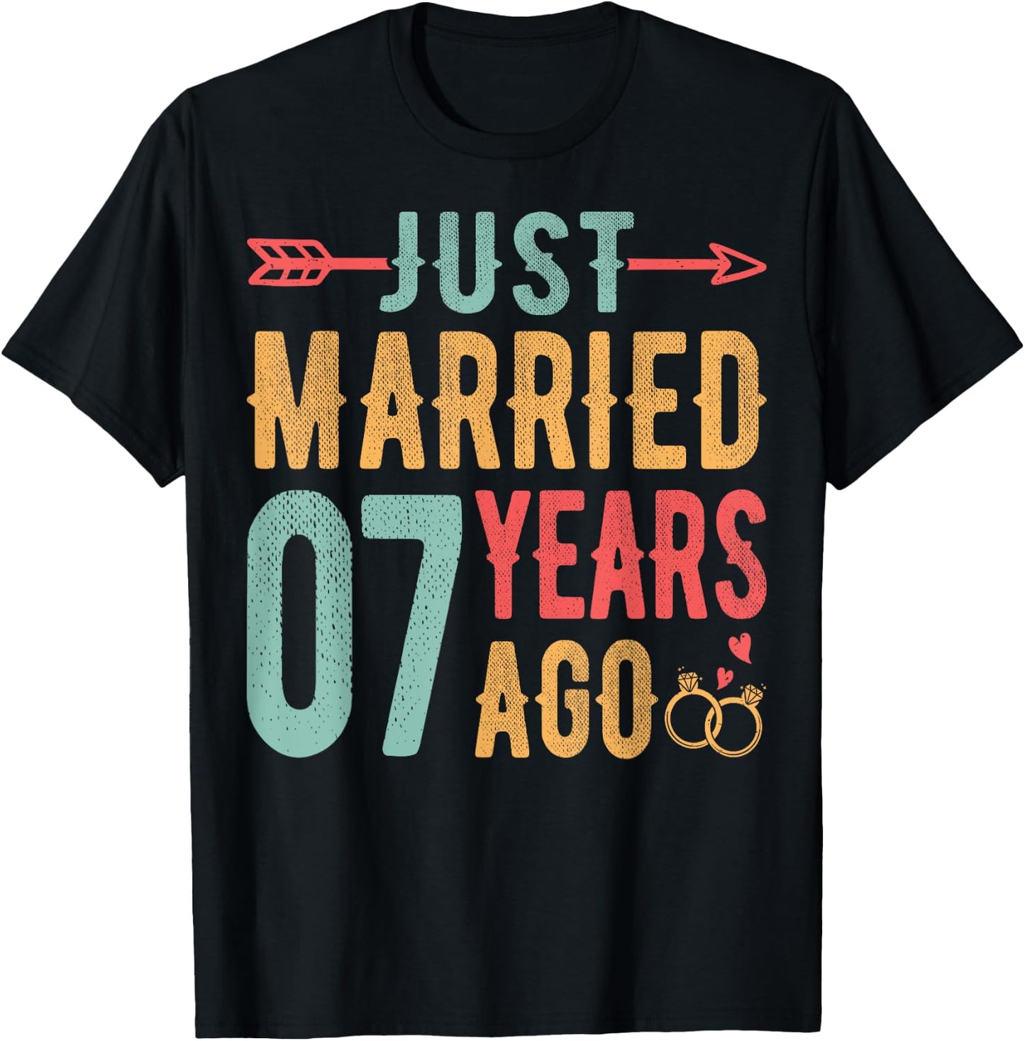Just Married 7 Years Ago - 7th Wedding Anniversary Couple T-Shirt - T-Shirt | Black