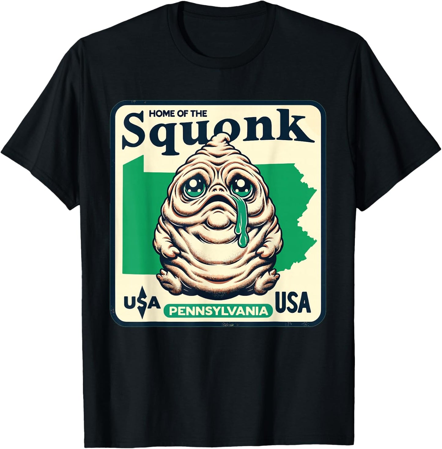 Home State Squonk Pennsylvania Sad Emo Cryptid Design T-Shirt - T-Shirt | Black