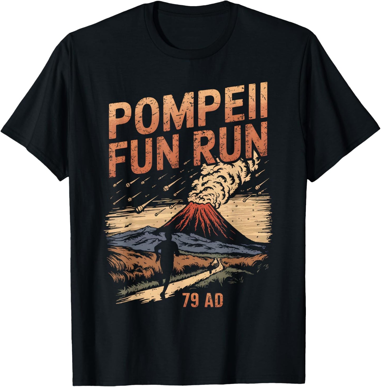 Pompeii Fun Run Geography Volcanologist Volcanology T-Shirt - T-Shirt | Black