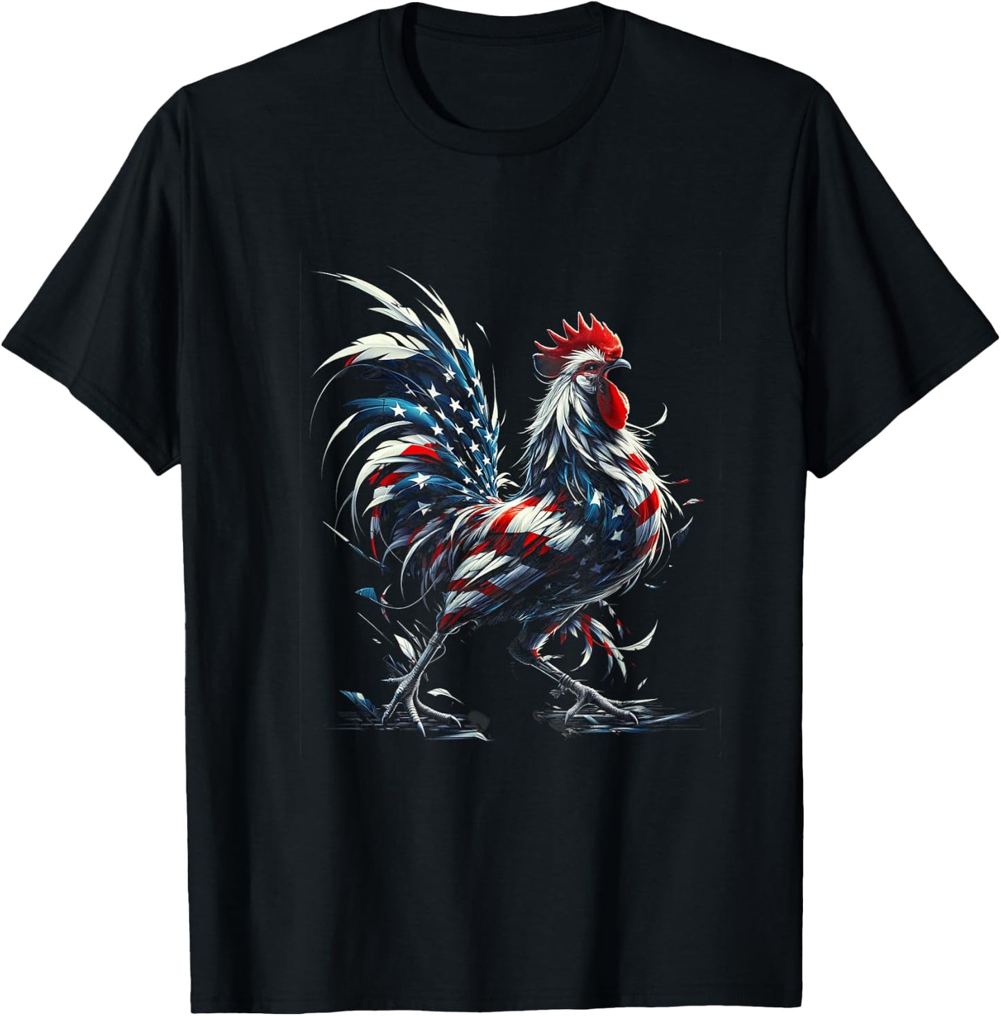 American Flag Rooster Chicken 4th of July Animal T-Shirt - T-Shirt | Black