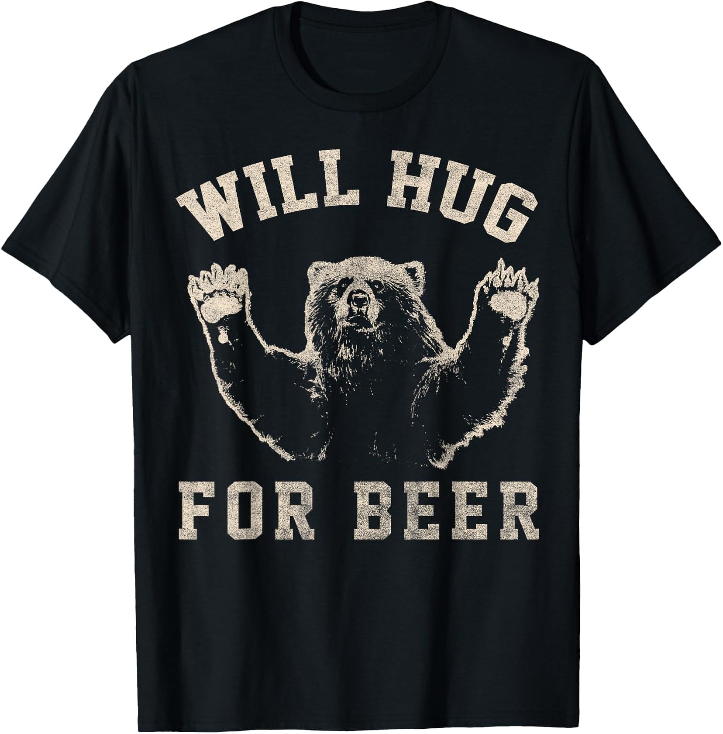 Will Bear Hug For Beer Vintage Collegiate T-Shirt - T-Shirt | Black