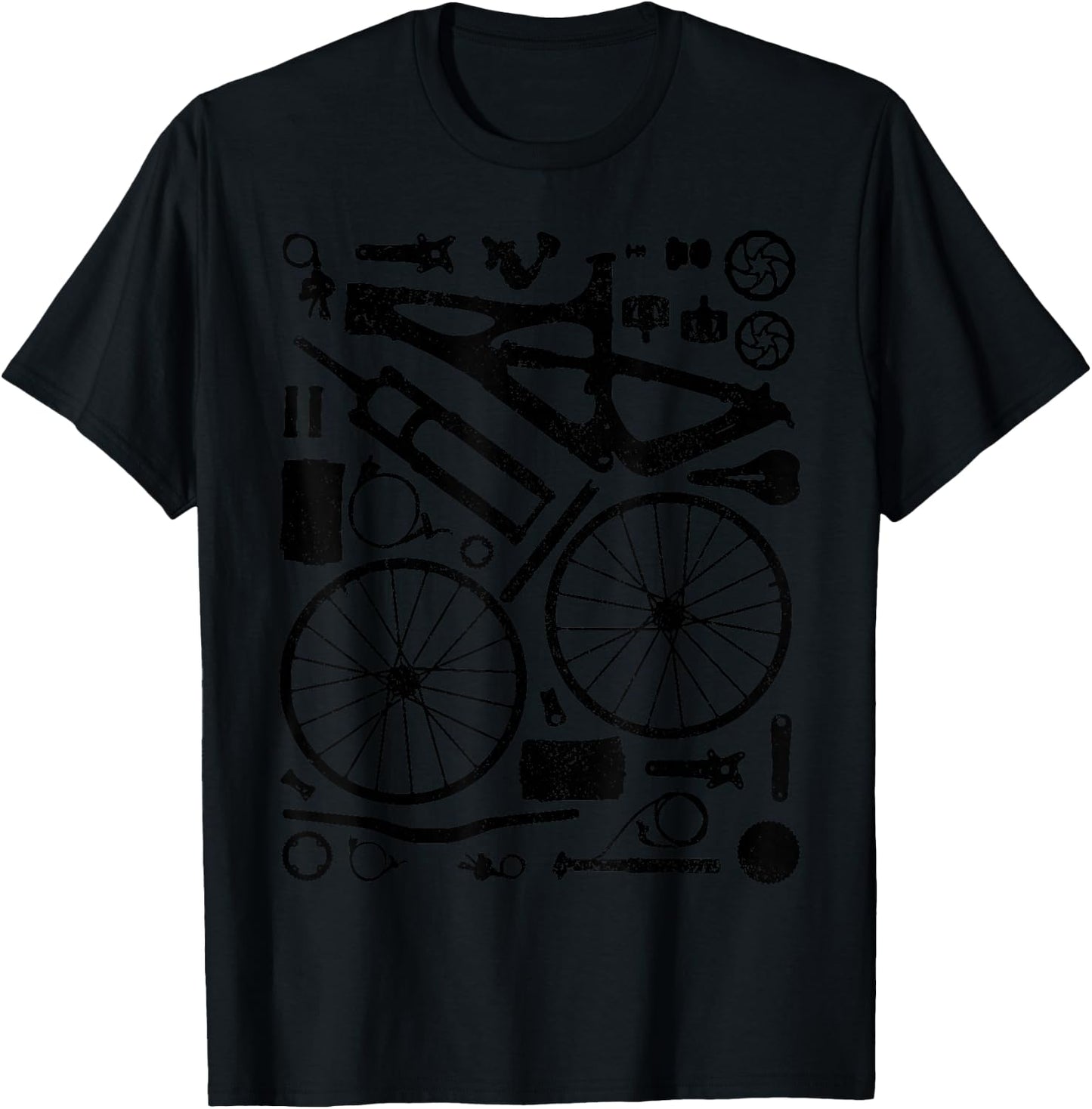 Mountain Bike Parts MTB Bicycle Cycling Downhill Biker T-Shirt - T-Shirt | Black