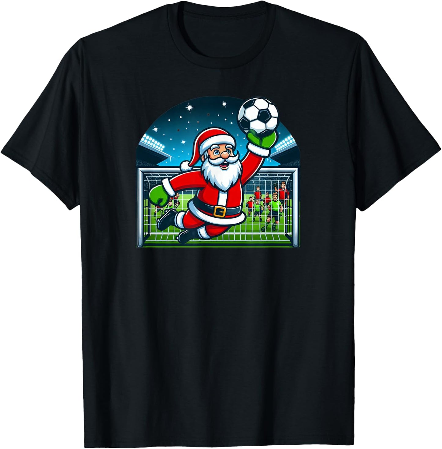 Goalkeeper Soccer Santa Christmas Xmas T-Shirt - T-Shirt | Black