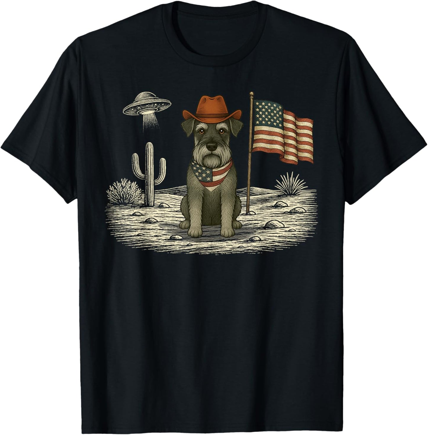 Miniature Schnauzer 4th of July US American Flag Patriotic T-Shirt - T-Shirt | Black