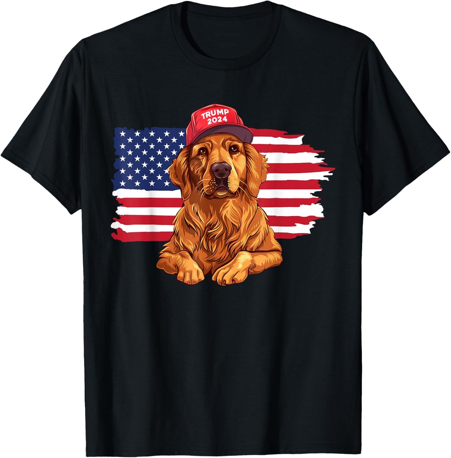 Trump 2024 Dog Dogs Golden Retriever Donald Trump 2024 T-Shirt - T-Shirt | Black