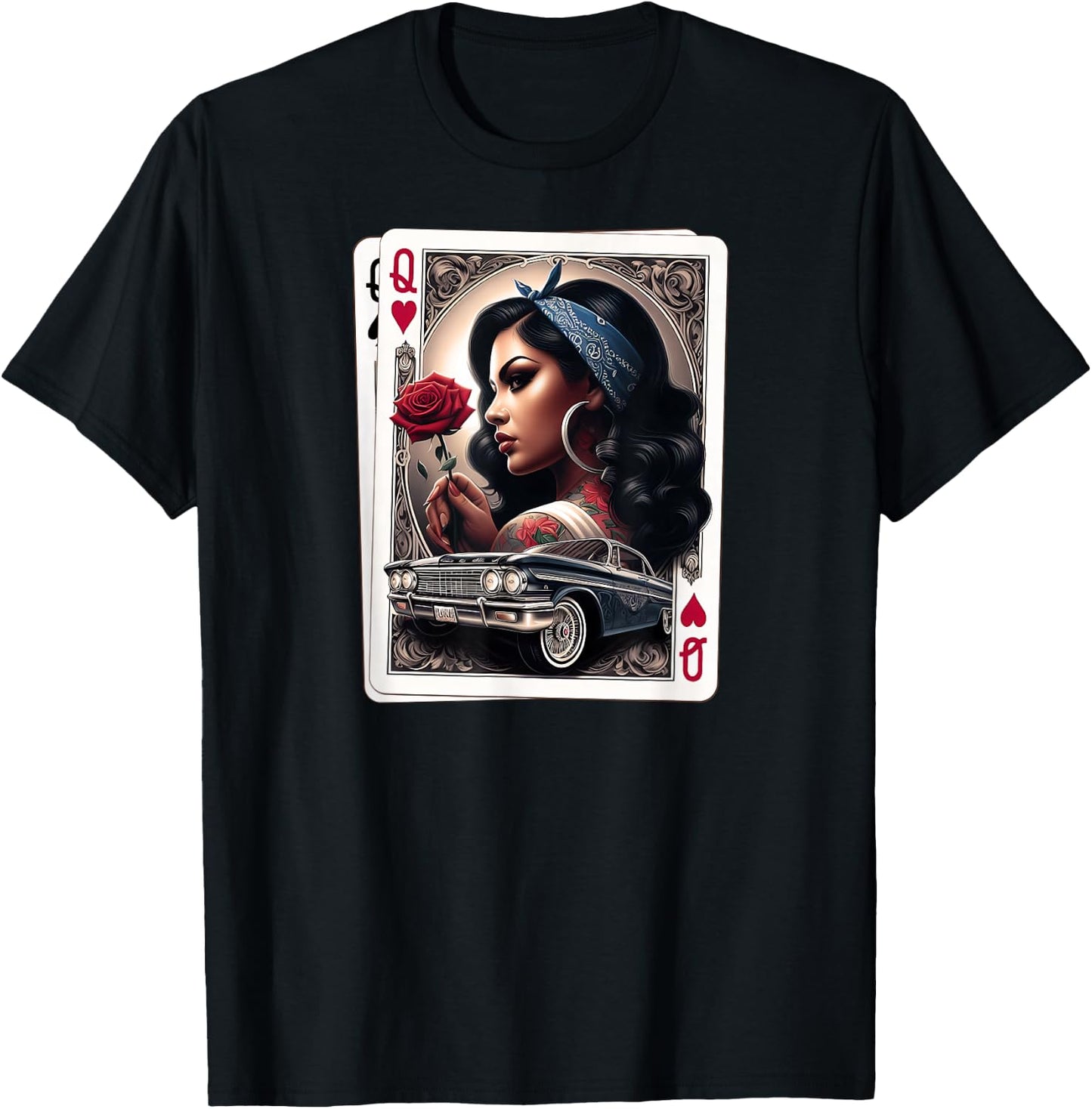 Lowrider Chicana Chicano Shirt Retro Low Rider Chicano Art T-Shirt - T-Shirt | Black