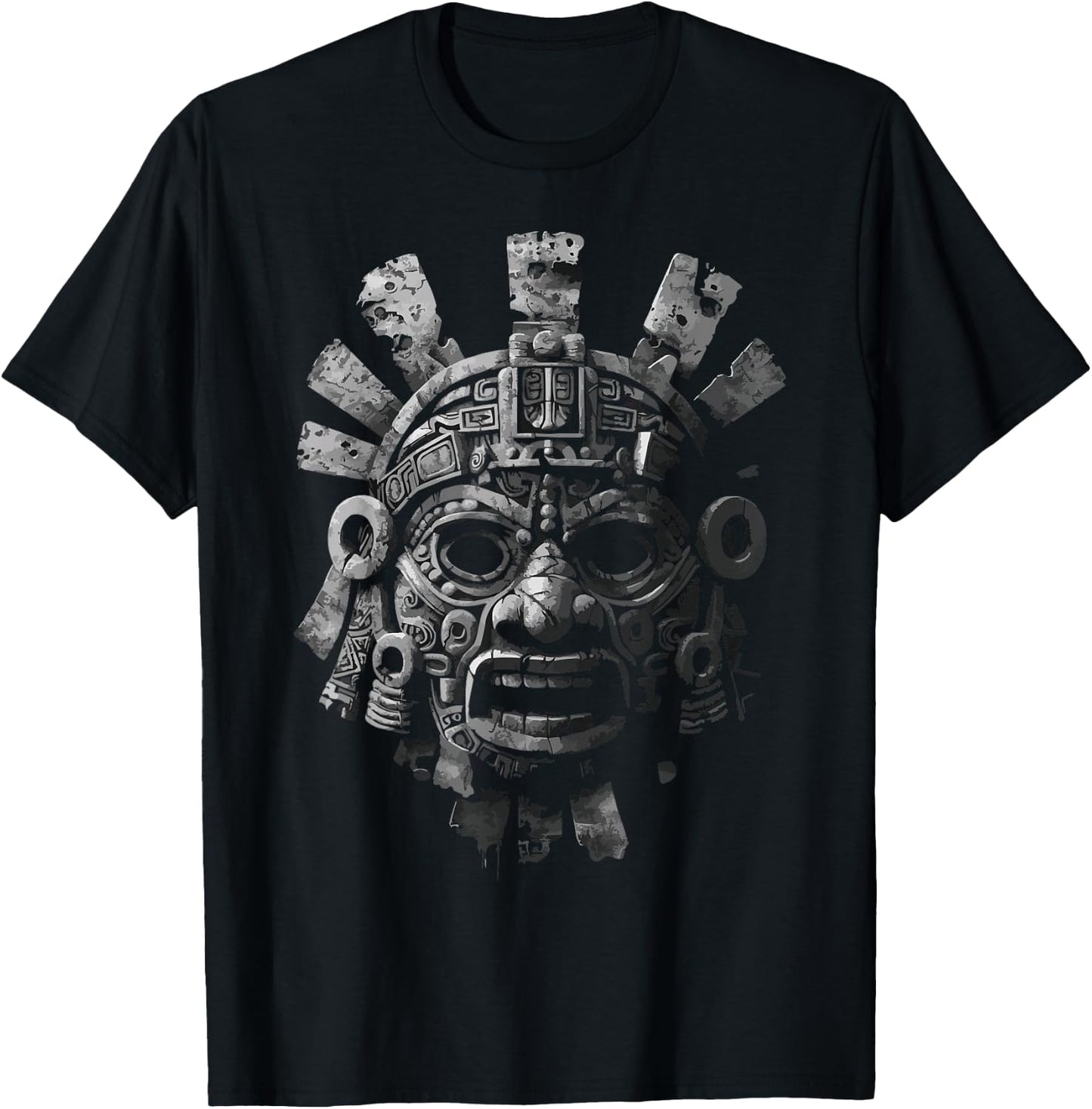 Aztec God Aztec Culture Mayan Indigenous Tlaloc Statue T-Shirt - T-Shirt | Black