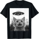 Cat Selfie Alien Cats in Front of Ufo Space Aliens T-Shirt - T-Shirt | Black