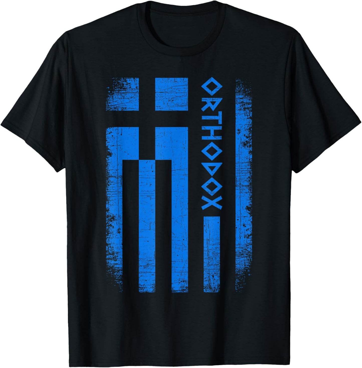 Greek Orthodox Church Retro Vintage Greek Flag Orthodox T-Shirt - T-Shirt | Black