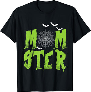 Halloween MOMster Bats Spider Web Mum Monster Mother Women T-Shirt - T-Shirt | Black