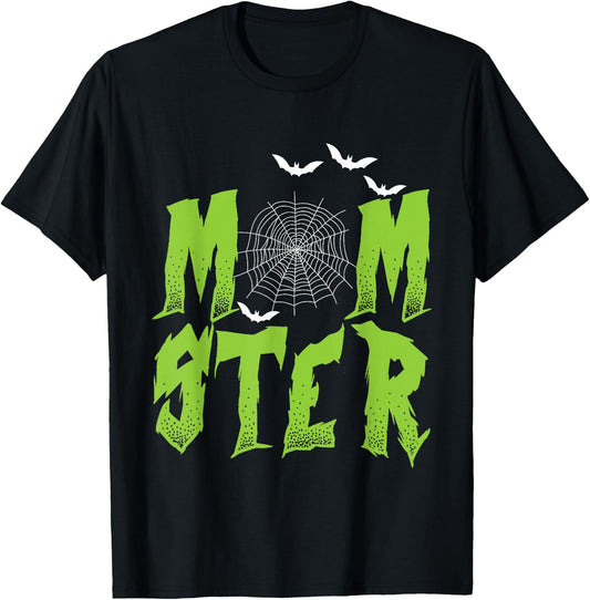 Halloween MOMster Bats Spider Web Mum Monster Mother Women T-Shirt - T-Shirt | Black