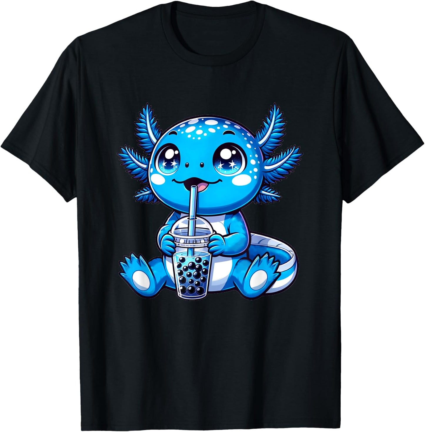 Kawaii Axolotl Boba Tea Anime Bubble Tea Axolotl T-Shirt - T-Shirt | Black
