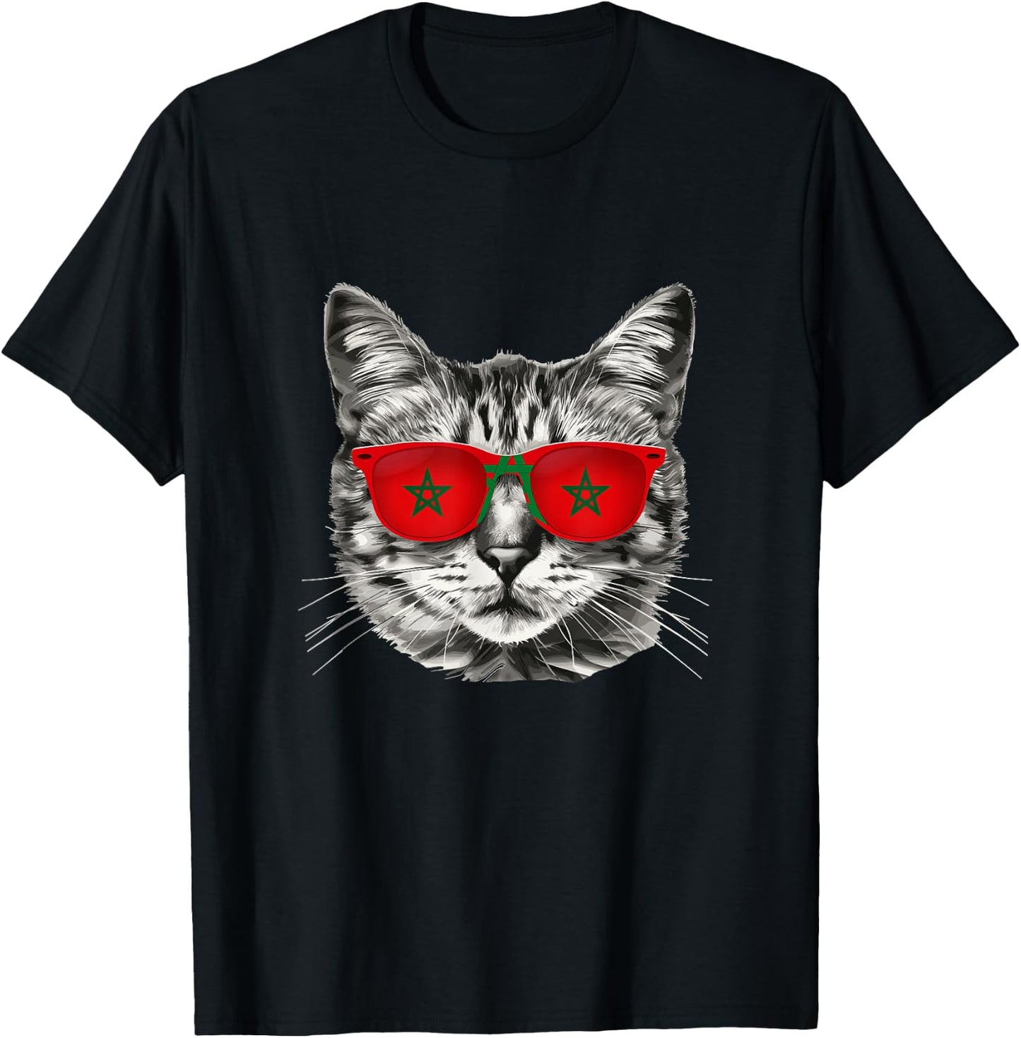 Moroccan Flag Cat Owner Souvenirs Products Kitten Morocco T-Shirt - T-Shirt | Black