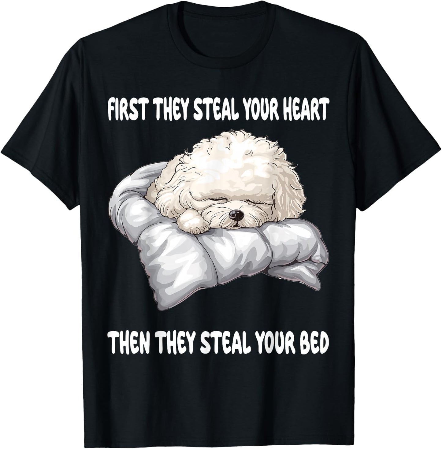 Bichon Frise Sleeping Pajamas Nightgown T-Shirt - T-Shirt | Black