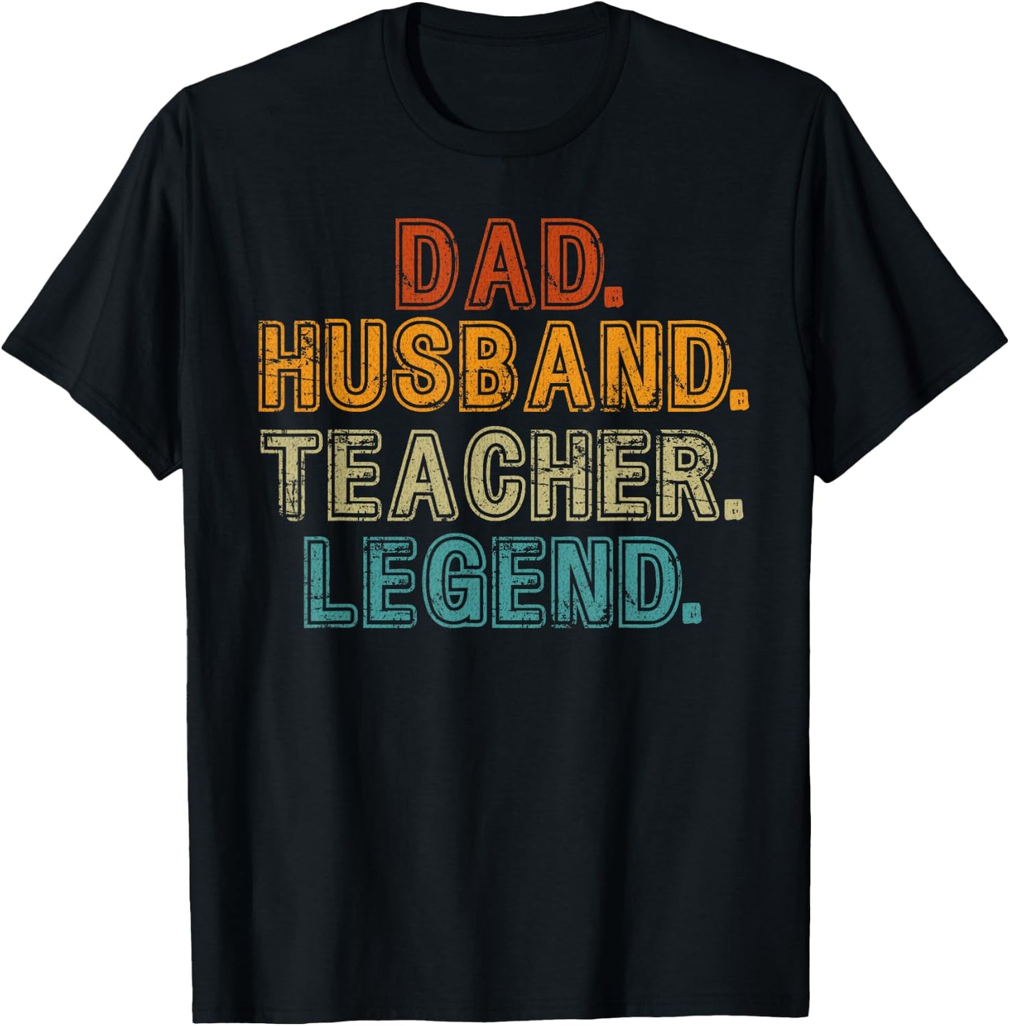 Dad Husband Teacher Male Teacher Men's Vintage Retro Saying T-Shirt - T-Shirt | Black