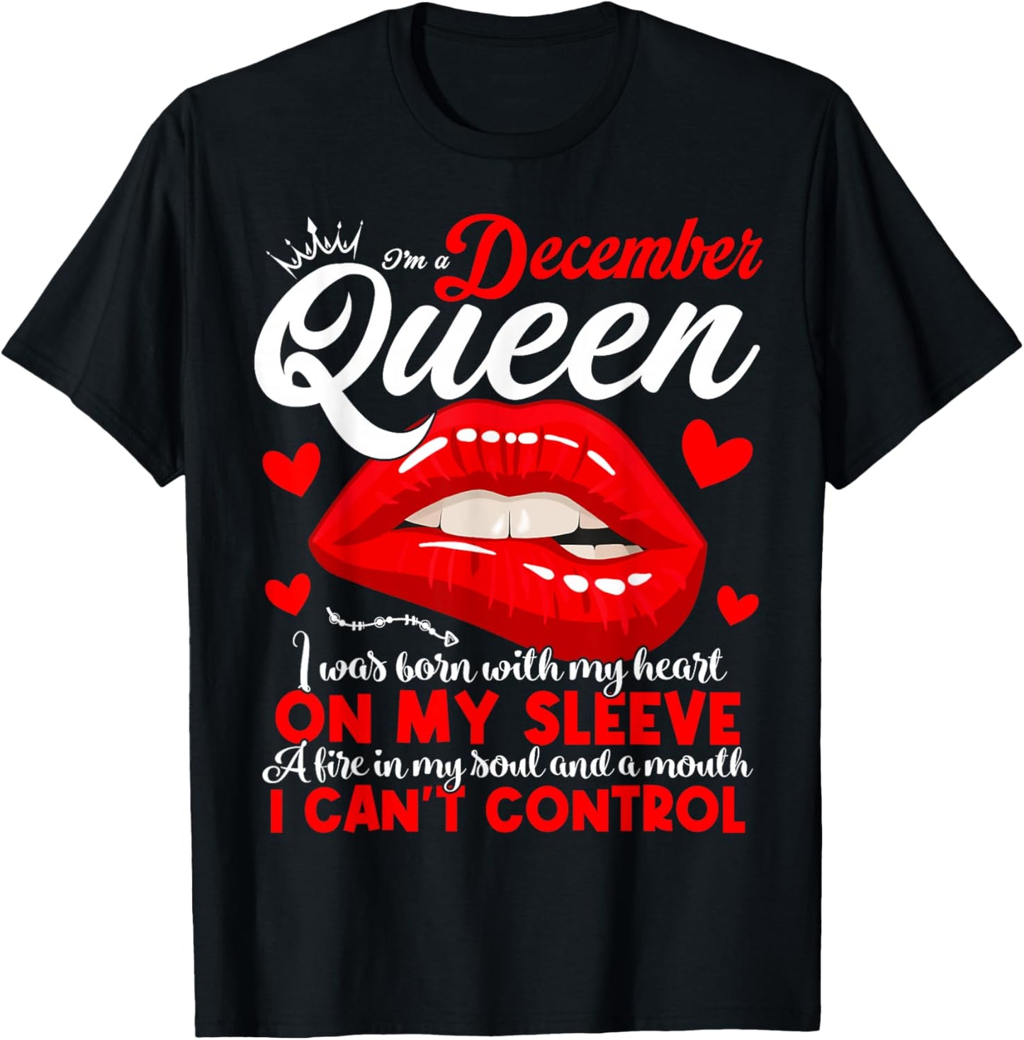 A Queen Was Born in December Women Girls December Birthday T-Shirt - T-Shirt | Black