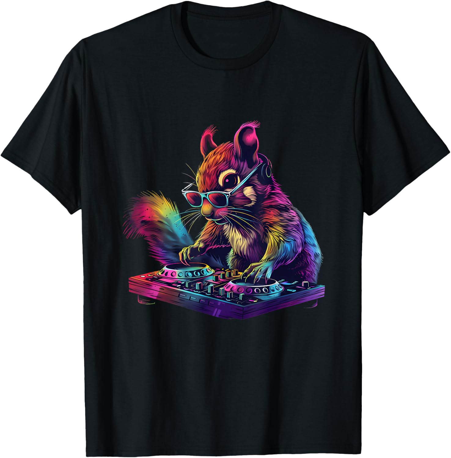 Squirrel DJ Turntable DJ Squirrel Music Producer Dance Club T-Shirt - T-Shirt | Black
