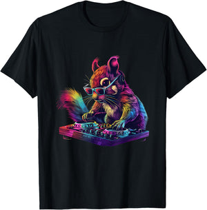 Squirrel DJ Turntable DJ Squirrel Music Producer Dance Club T-Shirt - T-Shirt | Black