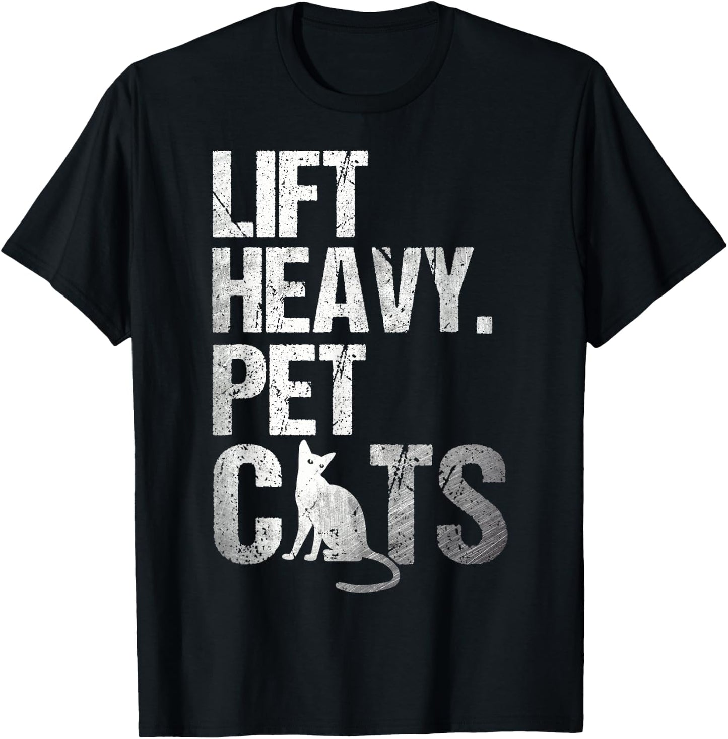 Funny Gym Cat Workout Lift Heavy Pet Cats T-Shirt - T-Shirt | Black
