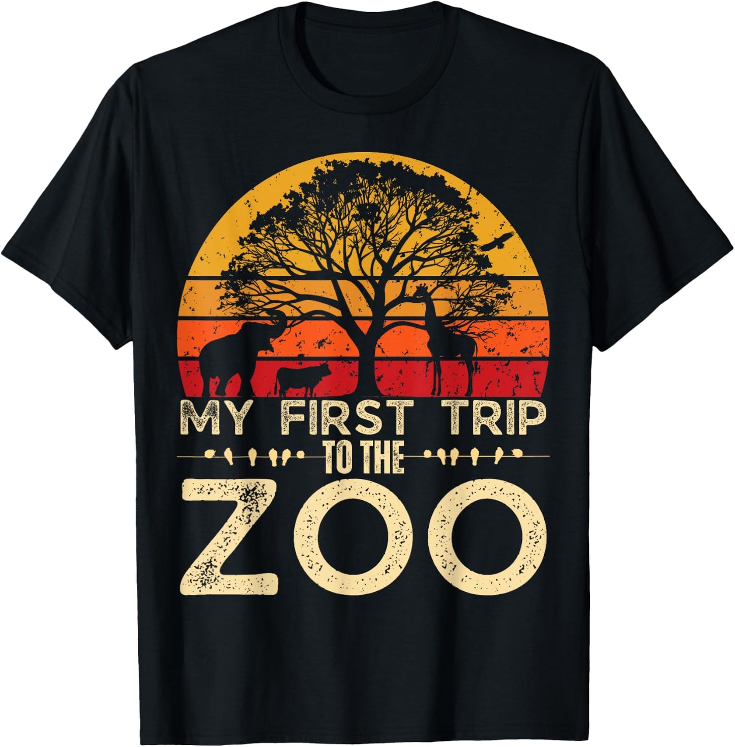 My First Trip Wild and Zoo Safari Jungle Birthday Party T-Shirt - T-Shirt | Black