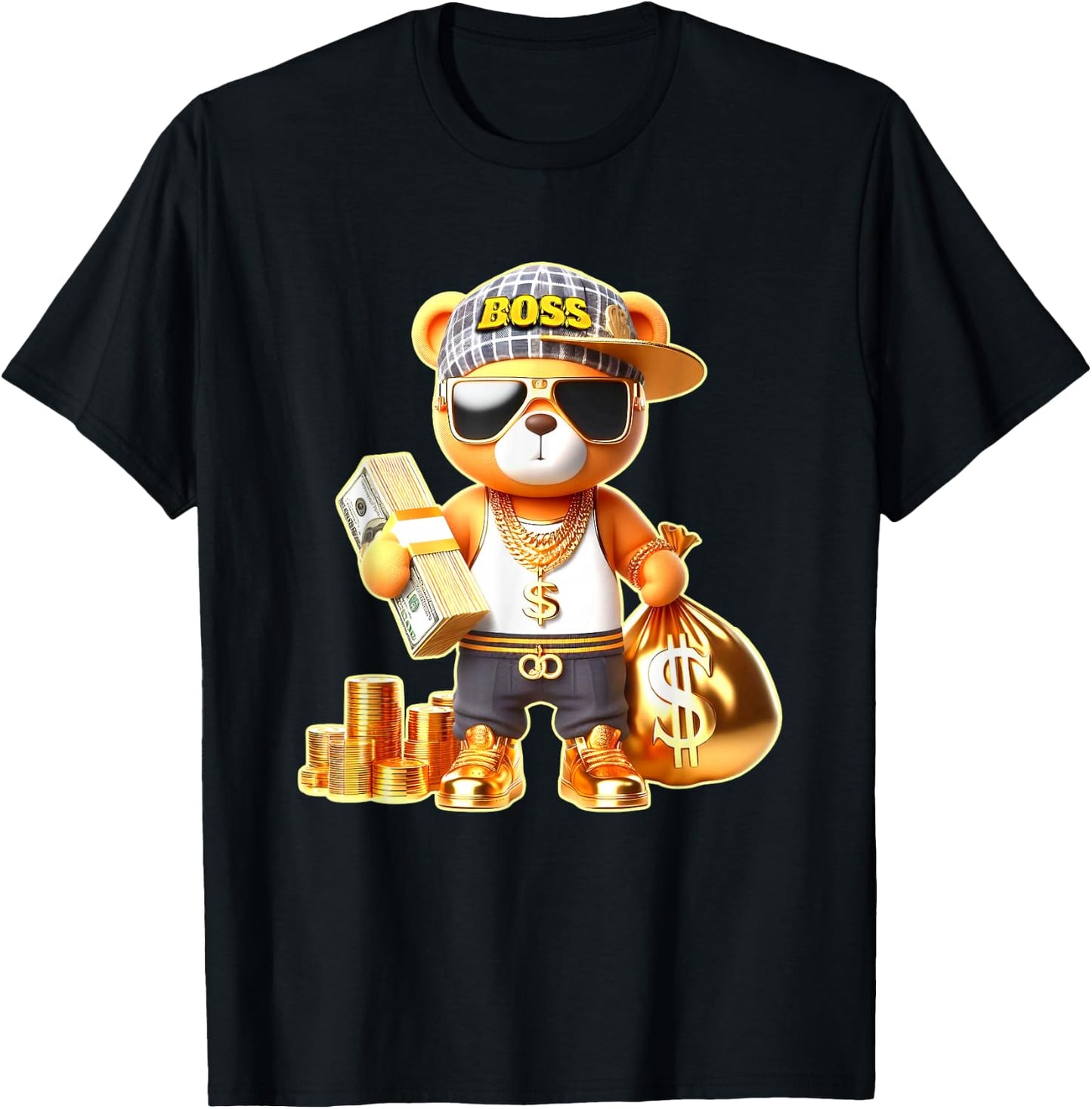 Teddy Bear Boss Money T-Shirt - T-Shirt | Black