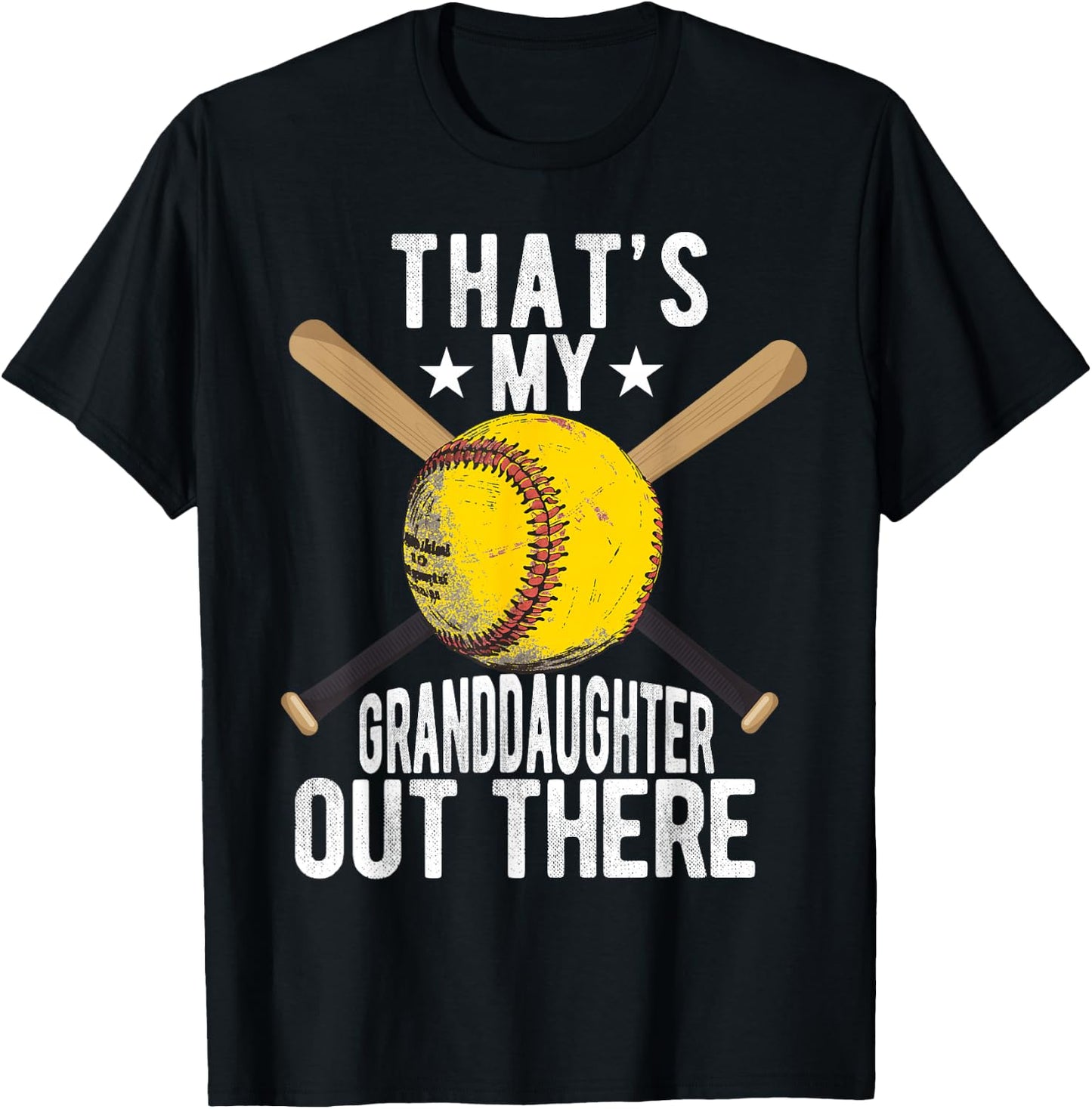 That's My Granddaughter Out There Softball Grandpa Grandma T-Shirt - T-Shirt | Black