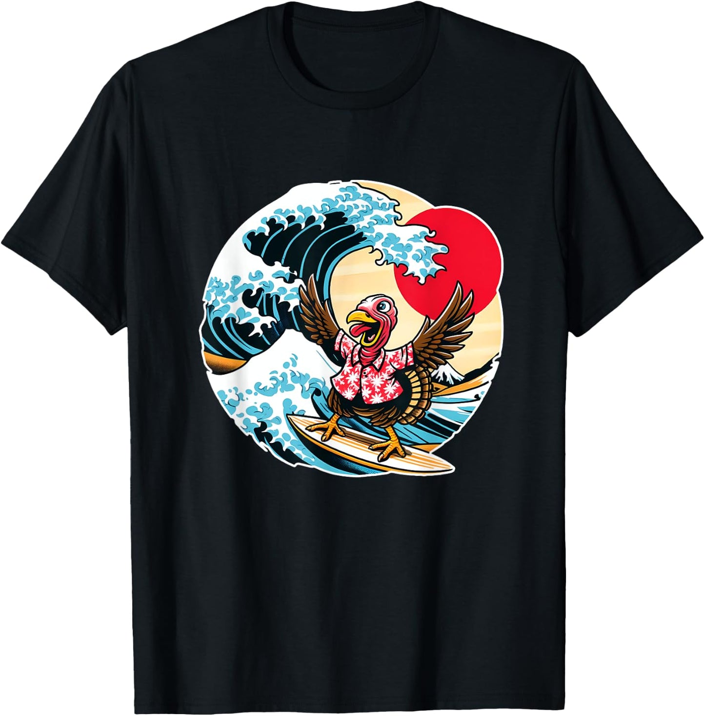Great Wave Kanagawa Turkey Surfing T-Shirt - T-Shirt | Black
