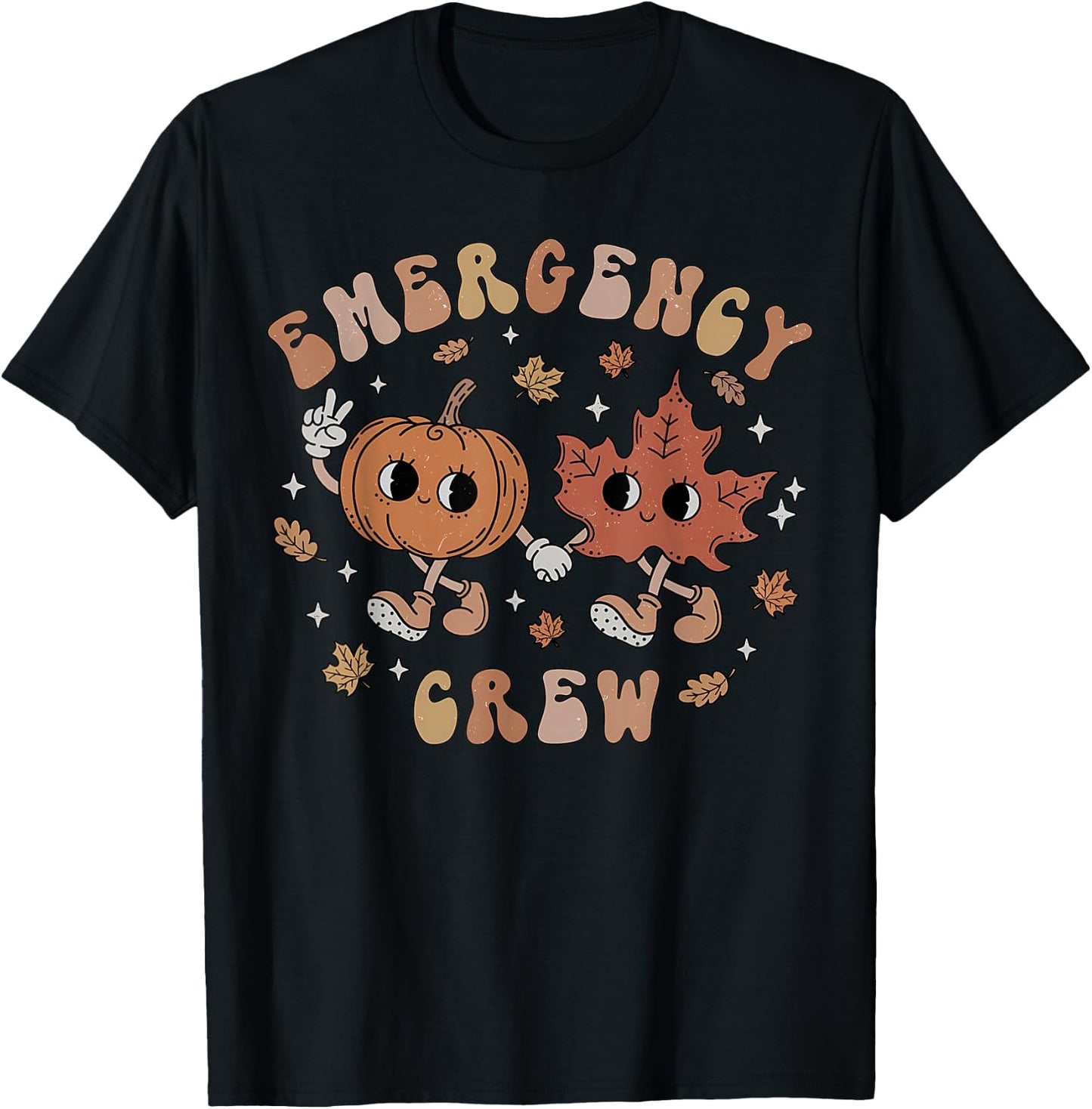 Emergency Crew Fall Emergency Room Nurse Autumn Thanksgiving T-Shirt - T-Shirt | Black