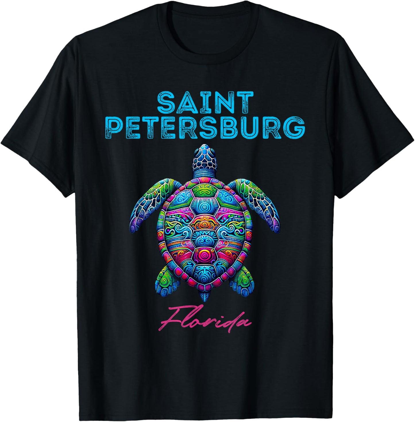 Saint Petersburg Florida Tribal Beach Sea Turtle T-Shirt - T-Shirt | Black