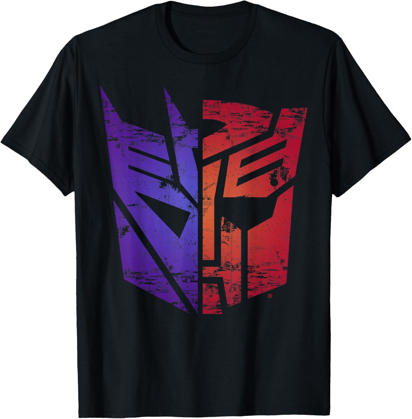 Transformers Decepticon Autobot Distressed Split Logo T-Shirt - T-Shirt | Black