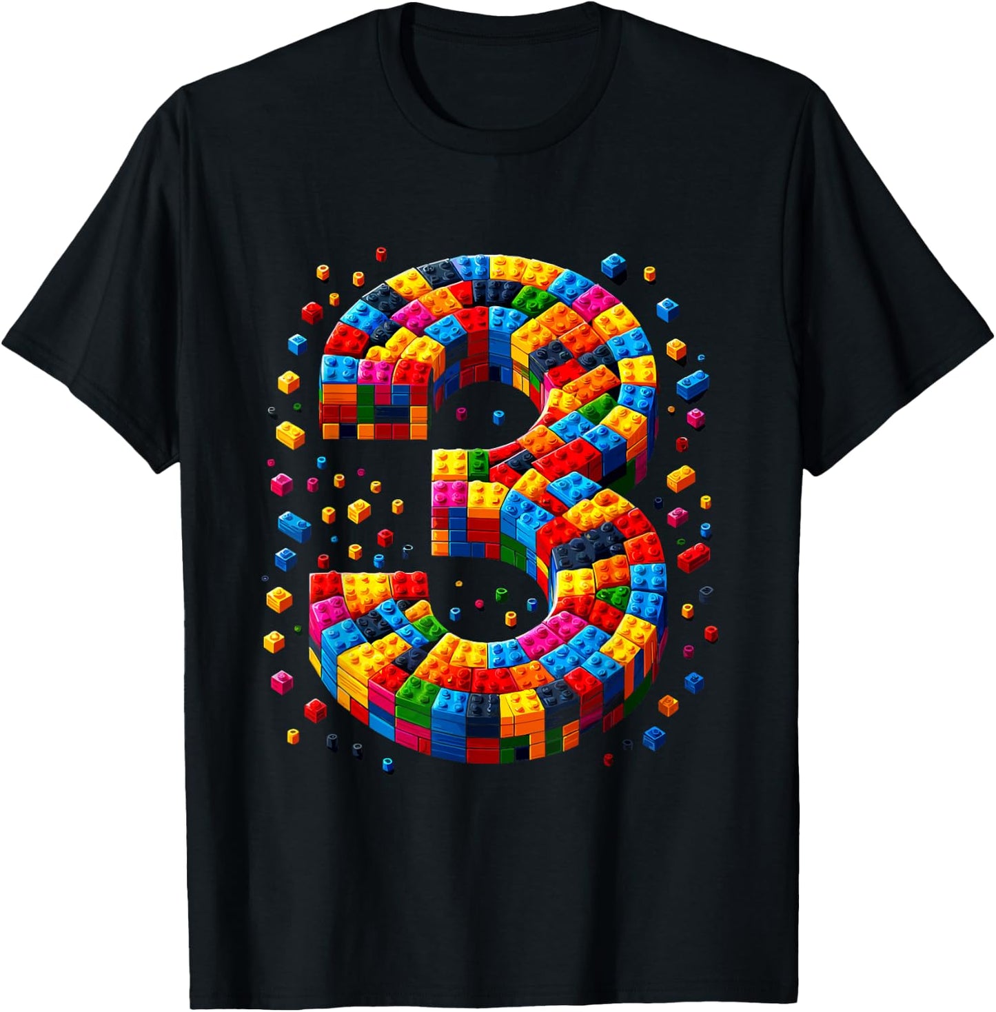 3 Year Old Blocks Building Master Builder 3th Birthday Boy T-Shirt - T-Shirt | Black