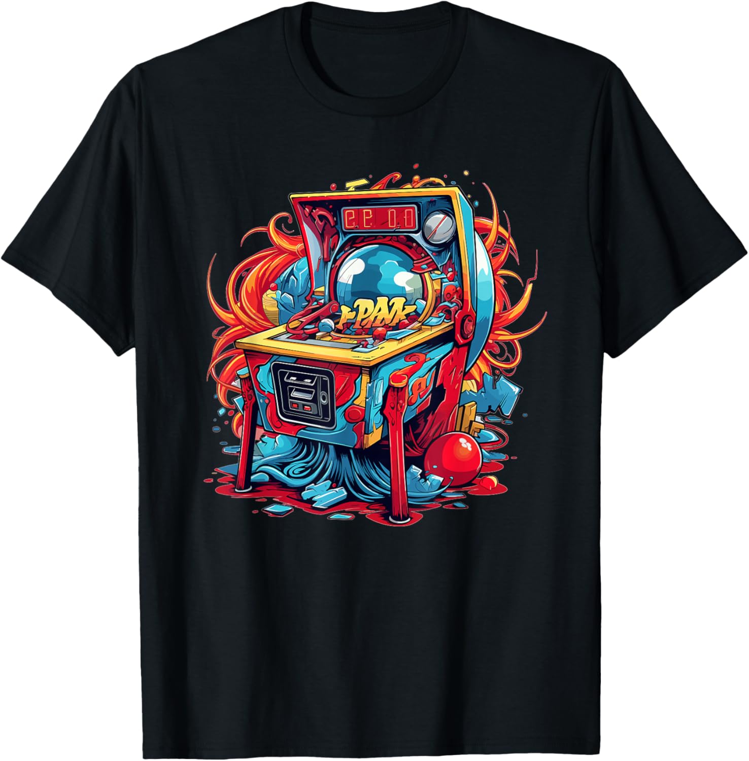 Colorful Pinball Machine T-Shirt - T-Shirt | Black