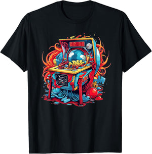 Colorful Pinball Machine T-Shirt - T-Shirt | Black