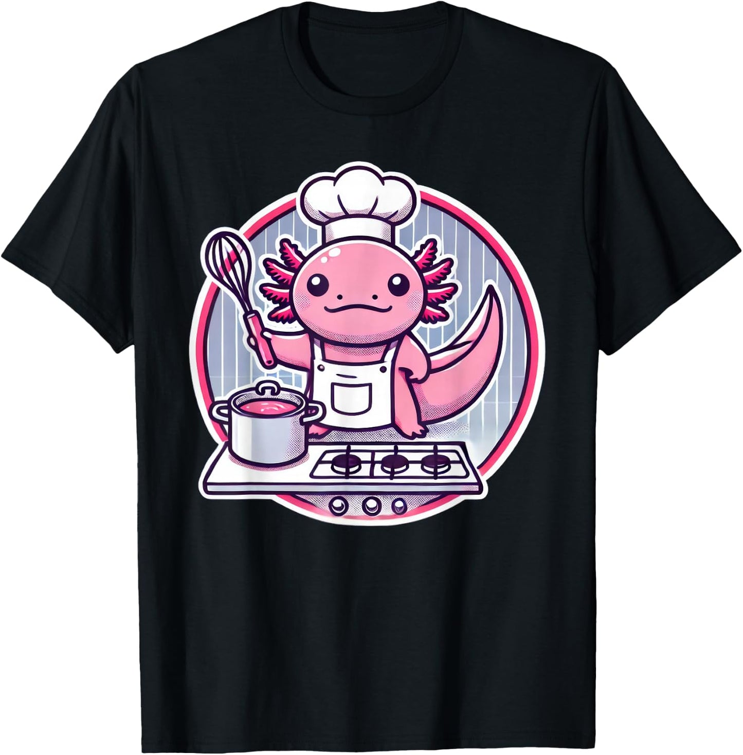 Cute Axolotl Chef Cooking T-Shirt - T-Shirt | Black