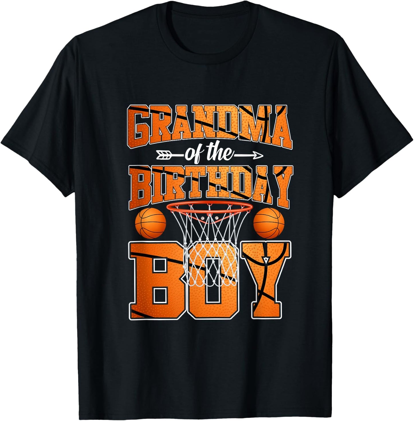 Basketball Grandma Of The Birthday Boy Basketball Birthday T-Shirt - T-Shirt | Black