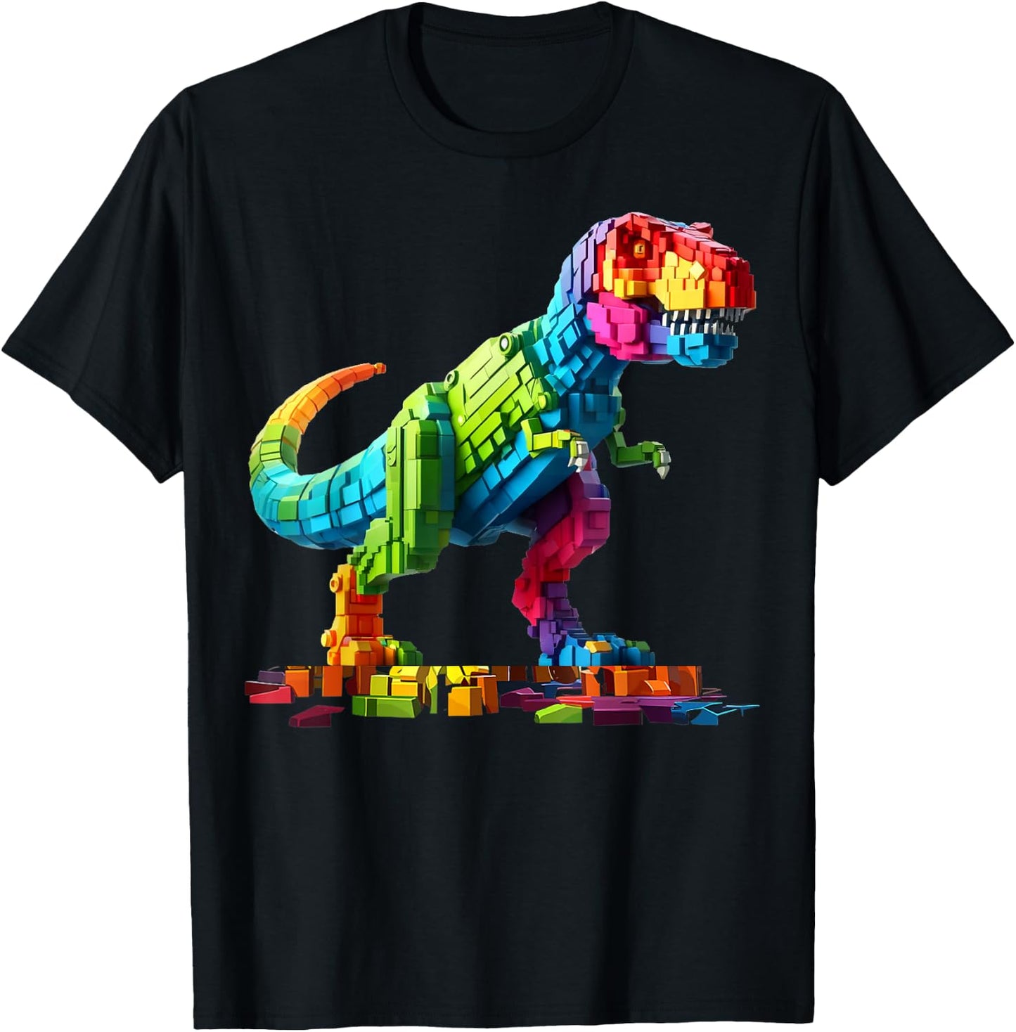 Master Builder Dinosaur Bricks Blocks Dino Toys Gifts T Rex T-Shirt - T-Shirt | Black